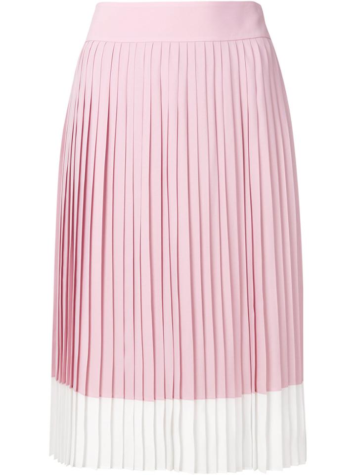 Jil Sander Navy Pleated Midi Skirt - Pink & Purple