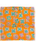 Kiton Floral Print Scarf, Men's, Yellow/orange, Silk