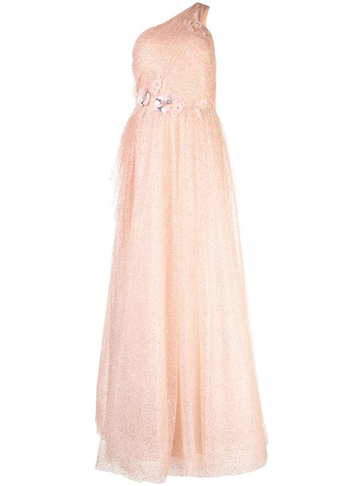 Marchesa Notte One-shoulder Flared Maxi Dress - Pink