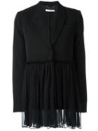 Givenchy Gathered Detail Blazer, Women's, Size: 36, Black, Silk/acetate/wool/silk