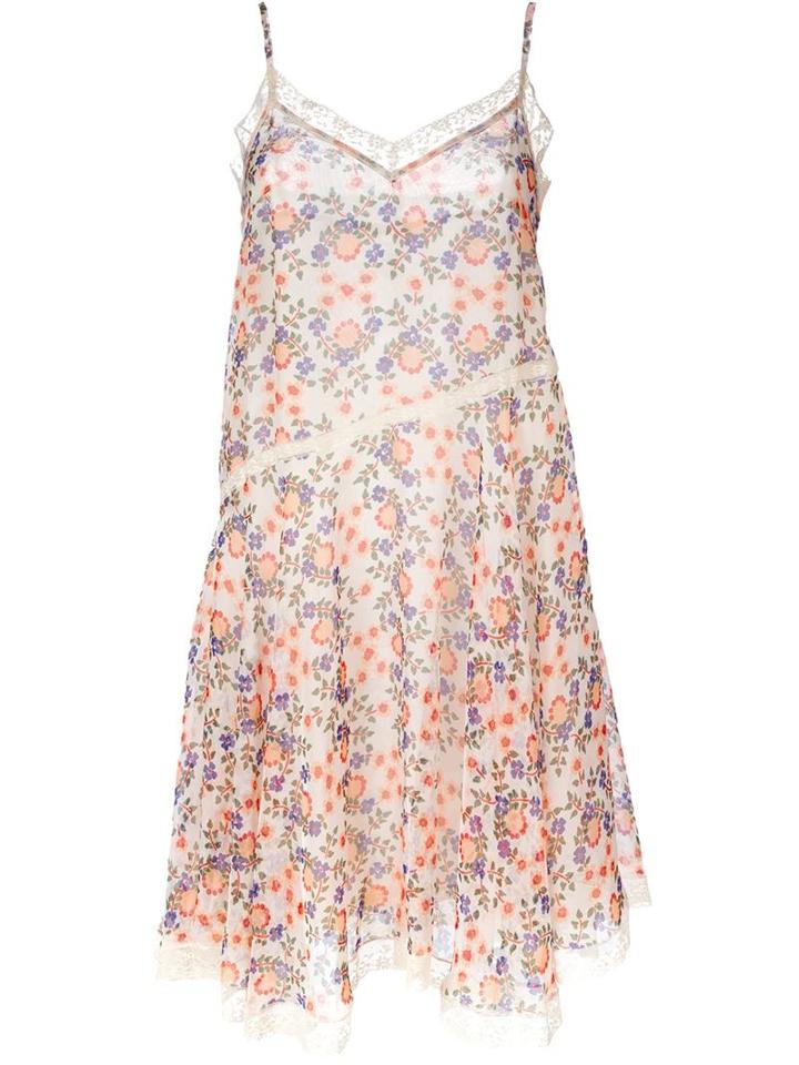 P.a.r.o.s.h. Floral Print Lace Trim Dress, Women's, Size: Small, Polyester/polyamide/cotton