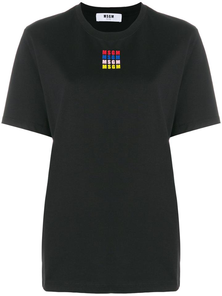 Msgm Oversize Branded T-shirt - Black