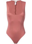 Fleur Du Mal - Square Neck Bodysuit - Women - Polyamide/spandex/elastane - S, Pink/purple, Polyamide/spandex/elastane
