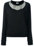 Saint Laurent Fringed Sweatshirt, Women's, Size: Large, Black, Cotton/metal (other)