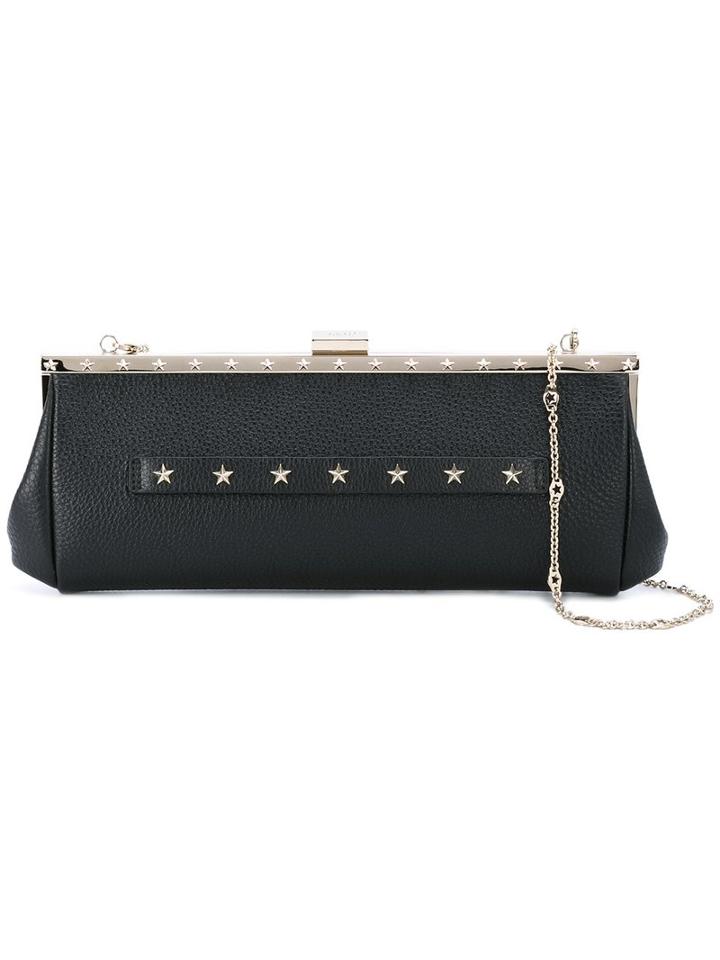 Red Valentino Stars Studded Clutch, Women's, Black, Calf Leather