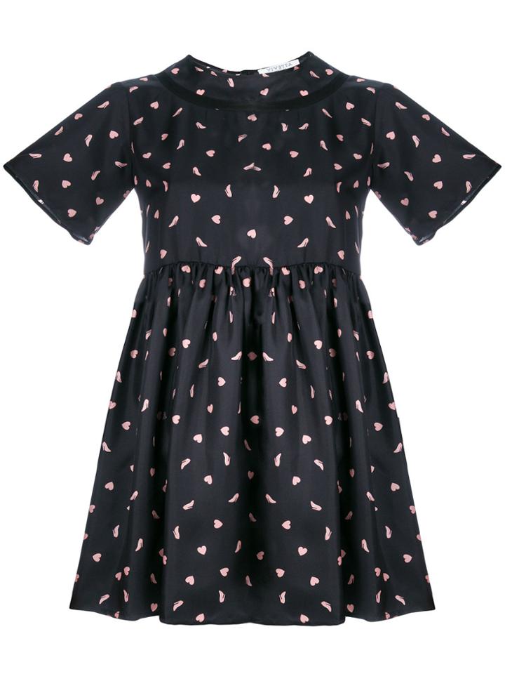 Vivetta Heart Print Flared Dress - Black