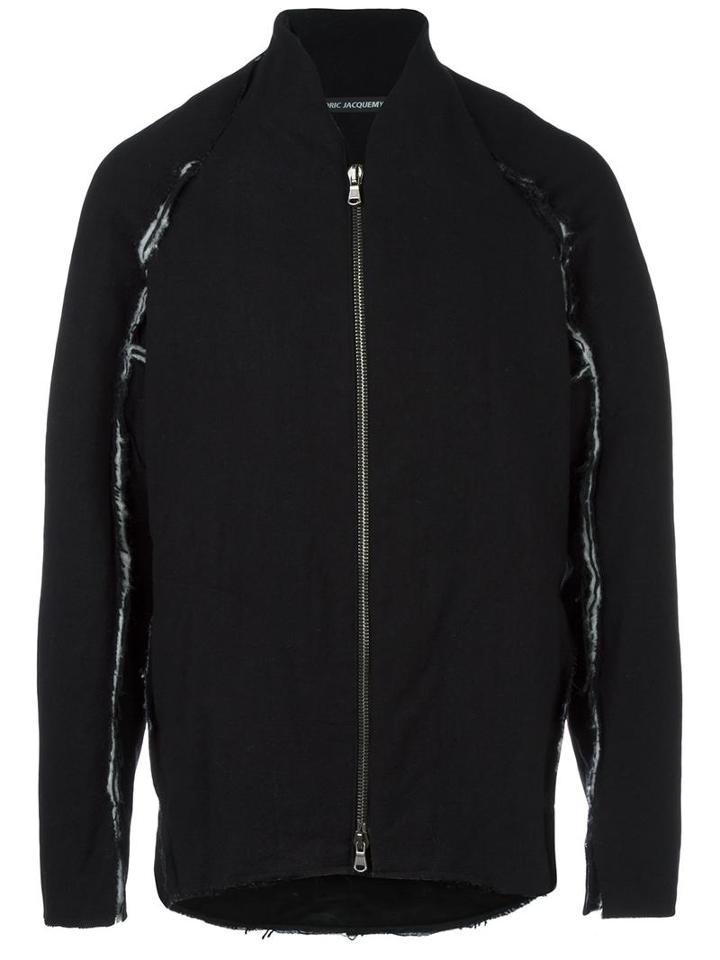 Cedric Jacquemyn Zip Up Bomber Jacket, Men's, Size: 50, Black, Silk/linen/flax/polyamide/virgin Wool