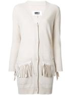 Mm6 Maison Margiela Fringed Pocket Cardigan, Women's, Size: Small, Brown, Nylon/viscose/wool
