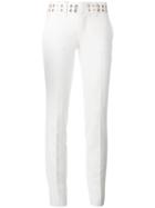 Philipp Plein Rivet Waist Trousers, Women's, Size: Large, White, Cotton/polyester/spandex/elastane