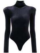 Faith Connexion Velvet Turtleneck Bodysuit - Black