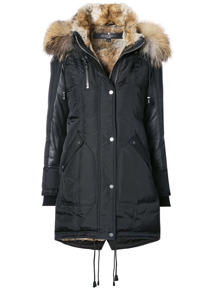 Nicole Benisti Chelsea Fox Fur Trim Coat - Black