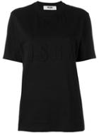 Msgm - Embossed Logo T-shirt - Women - Cotton - M, Women's, Black, Cotton