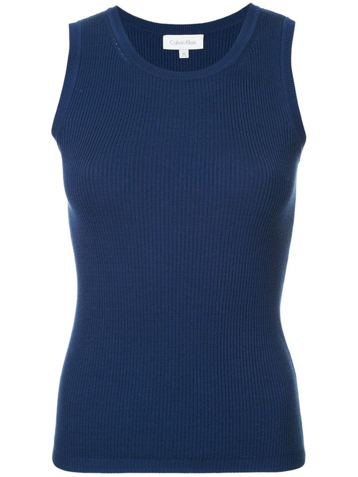 Ck Calvin Klein Ribbed Knitted Tank Top - Blue