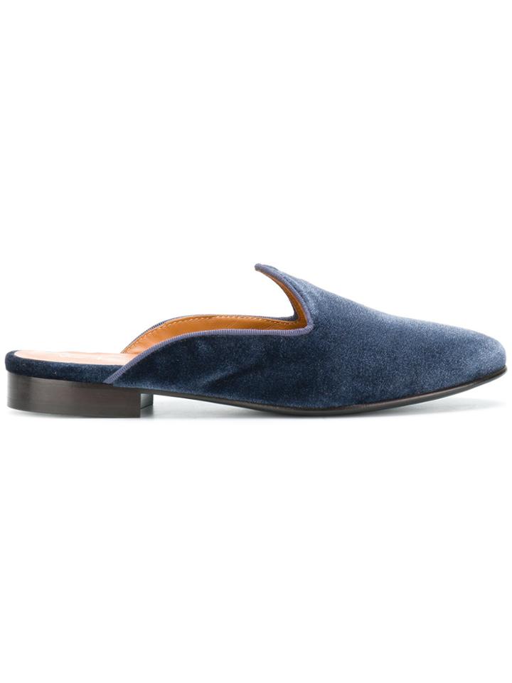 Via Roma 15 Velvet Slippers - Blue