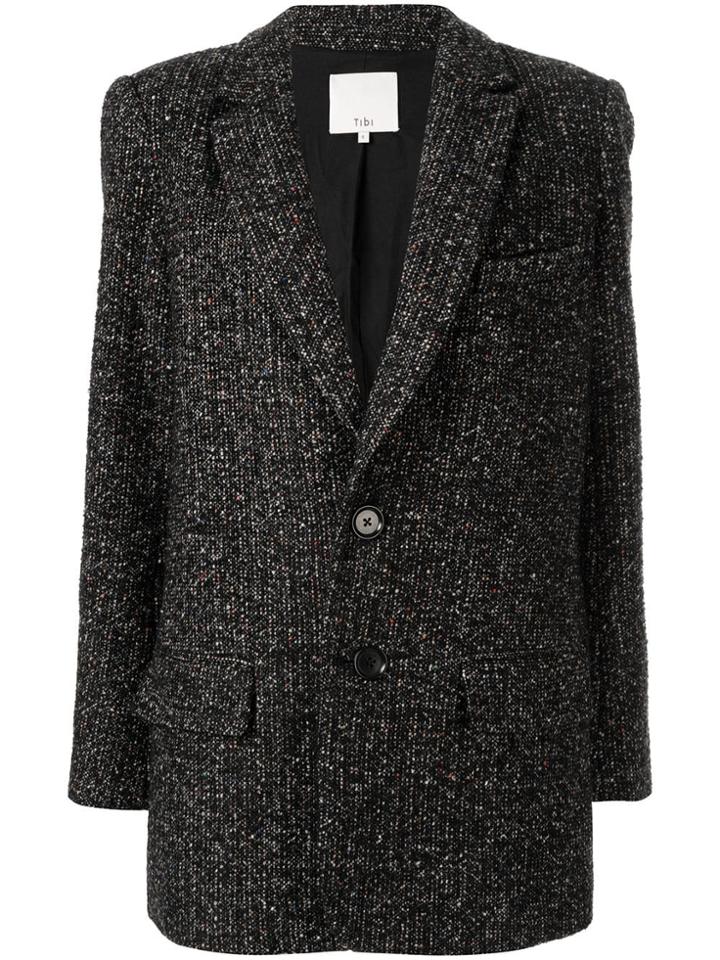 Tibi Speckled Tweed Jacket - Black