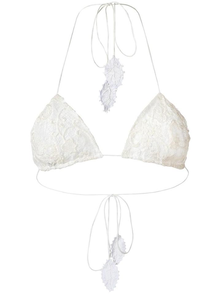 Martha Medeiros Lace Célia Triangle Bikini Top, Women's, Size: 38, White, Silk/lyocell