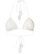 Martha Medeiros Lace Célia Triangle Bikini Top, Women's, Size: 38, White, Silk/lyocell