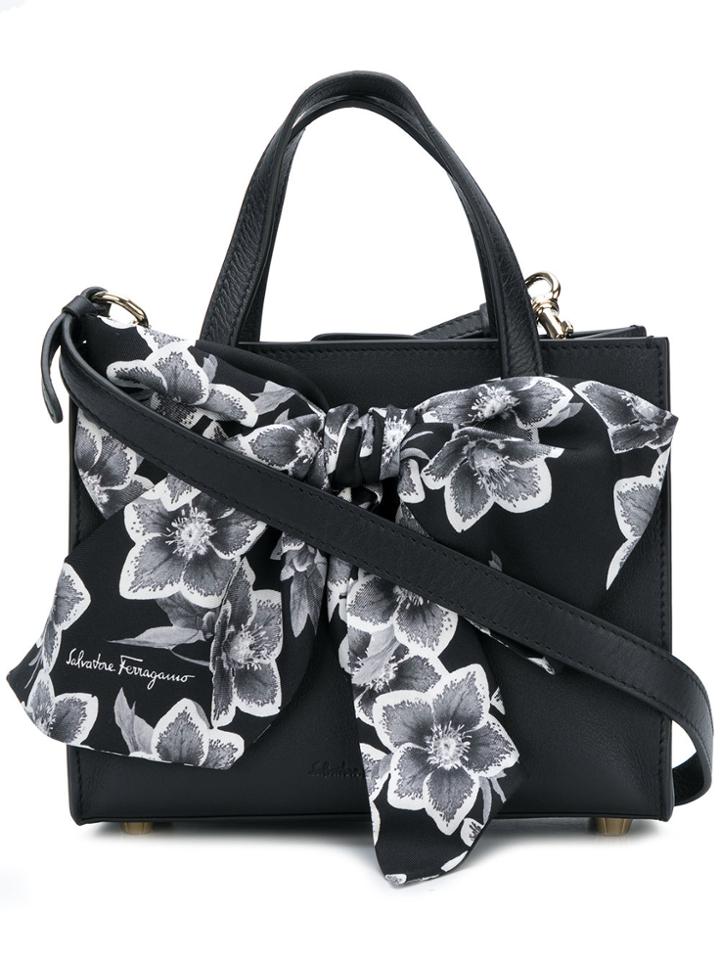 Salvatore Ferragamo Small Printed Bow Tote - Black