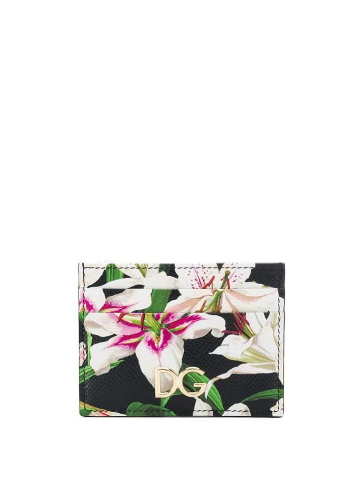 Dolce & Gabbana Lily-print Cardholder - Black