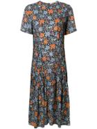 Acne Studios Pintucked Floral Dress - Blue