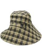 Ganni Logo Patch Checked Hat - Green