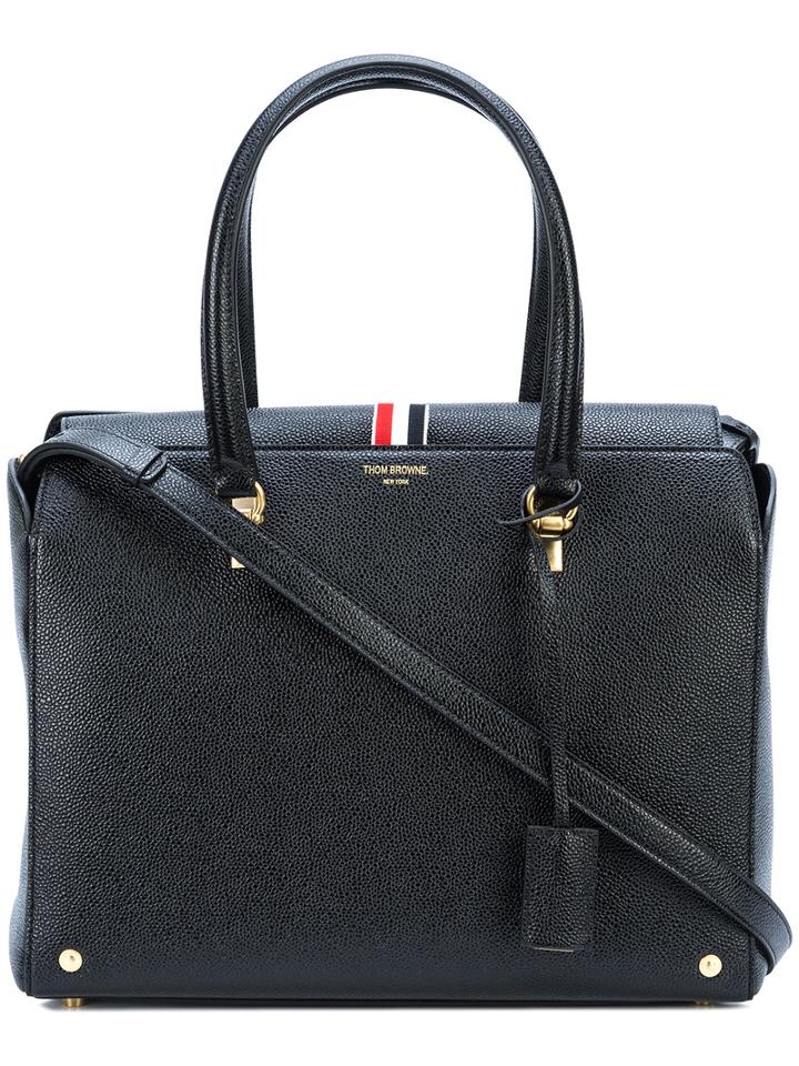 Thom Browne - Logo Stamp Tote - Women - Calf Leather - One Size, Black, Calf Leather
