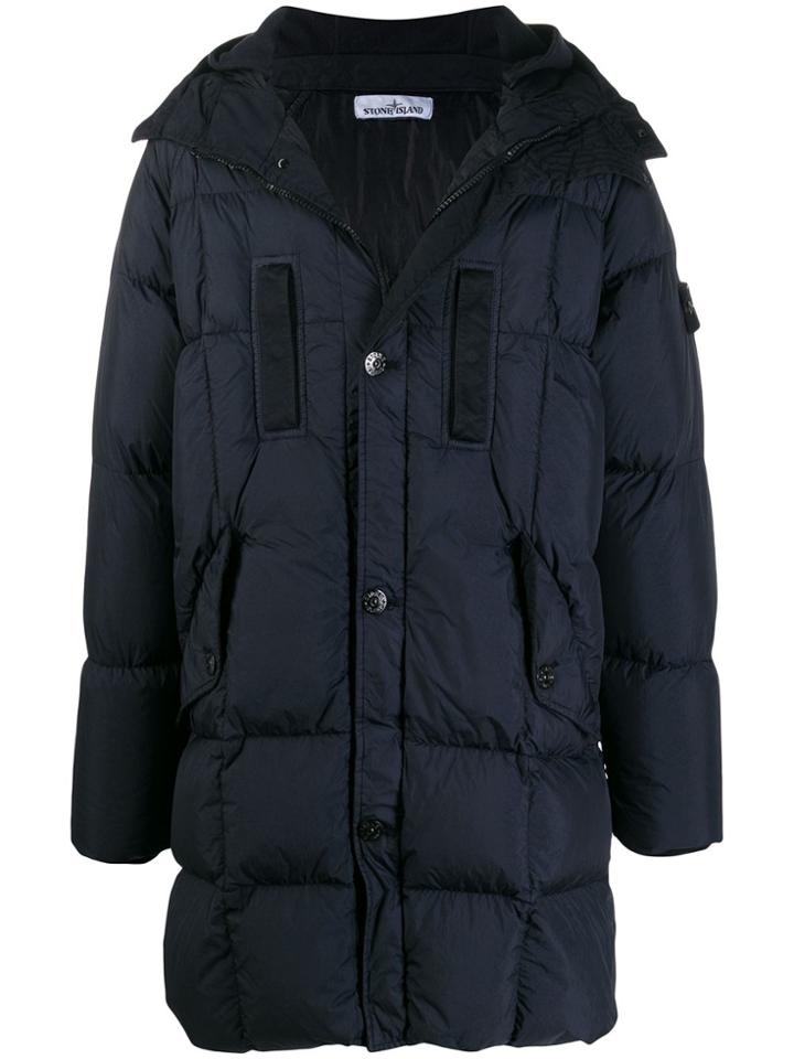 Stone Island Logo Puffer Jacket - Blue