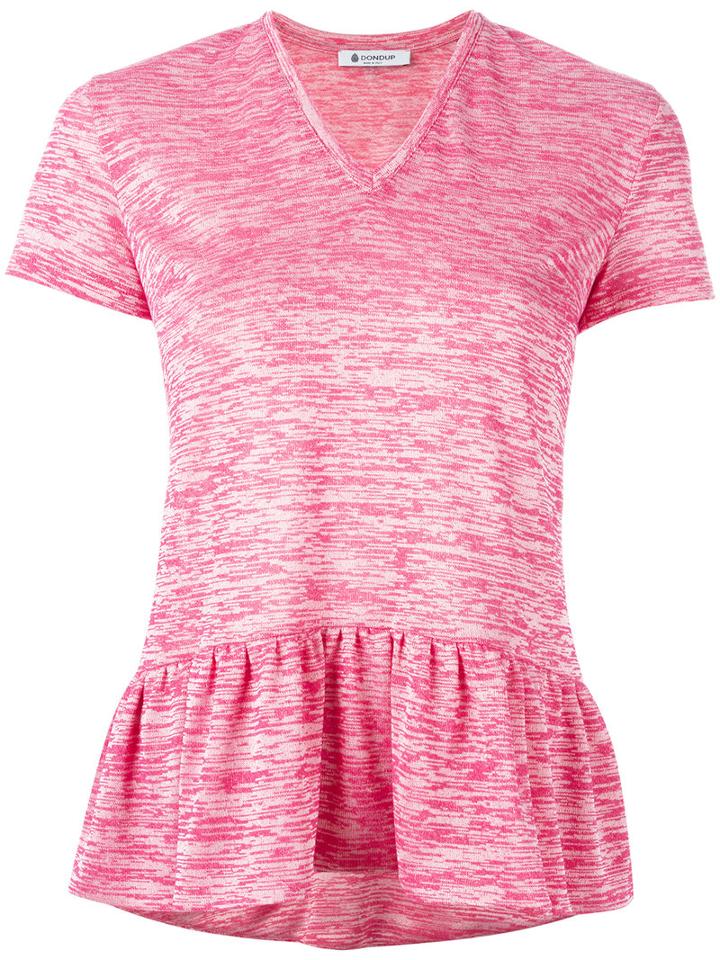 Dondup V Neck Pleated Trim Top, Women's, Size: Large, Pink/purple, Viscose/polyester/polyamide