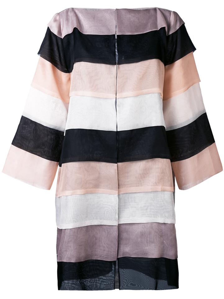 Gianluca Capannolo Striped Oversized Coat - Nude & Neutrals