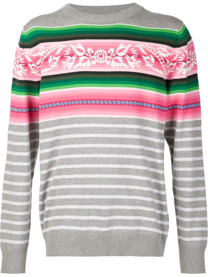 Sacai Striped Jumper, Men's, Size: 1, Grey, Cotton