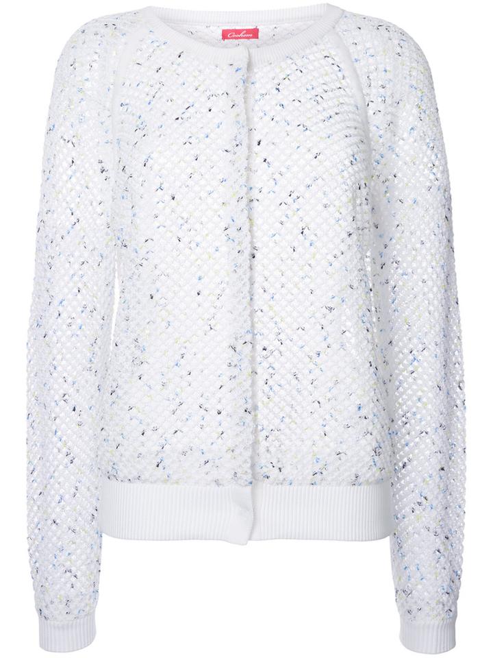 Coohem Summer Mesh Knitted Cardigan, Women's, Size: 38, White, Cotton/linen/flax/nylon/polyester