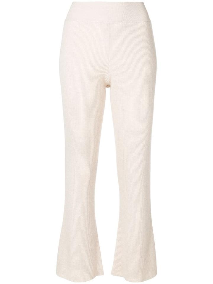 Cashmere In Love Flared Cropped Knitted Trousers - Neutrals