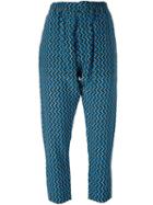 Marni Geometric Print Trousers, Women's, Size: 36, Blue, Silk