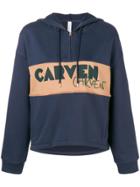 Carven Logo Patch Half Zip Hoodie - Blue