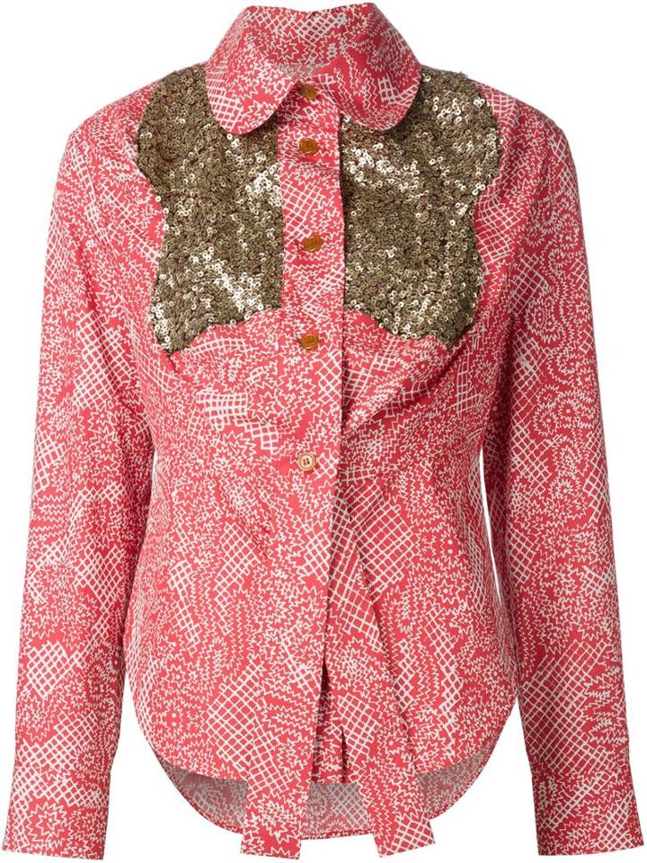 Vivienne Westwood Red Label Sequinned Panel Shirt, Women's, Size: 42, Cotton/polyester