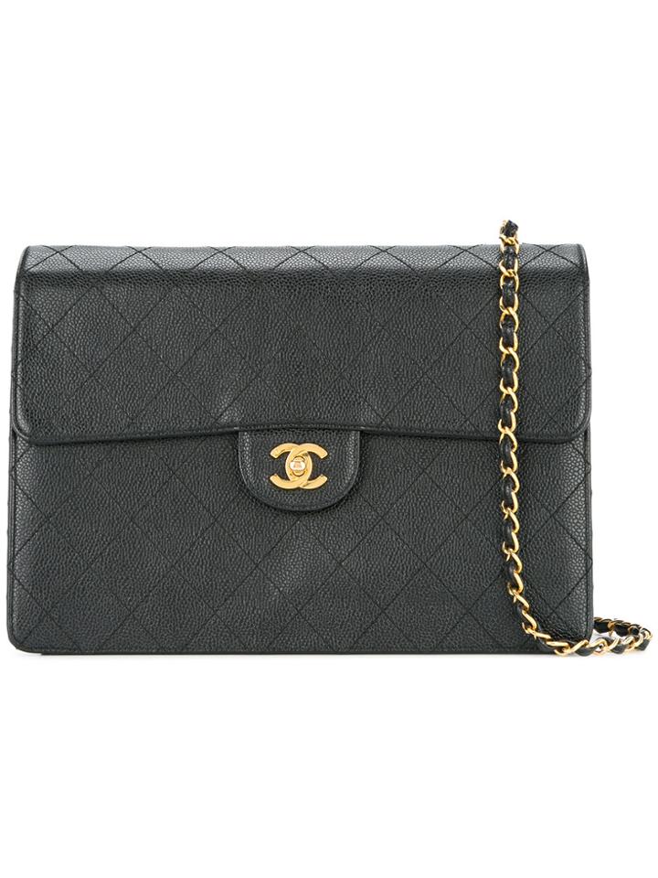 Chanel Vintage Quilted Jumbo Single Chain Shoulder Bag - Black