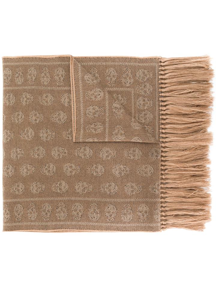 Alexander Mcqueen Skulls Patterned Scarf - Brown