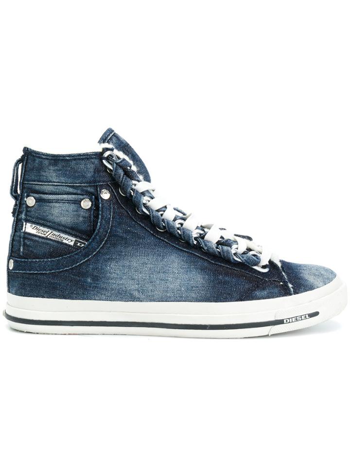 Diesel Exposure Denim Hi-top Sneakers - Blue