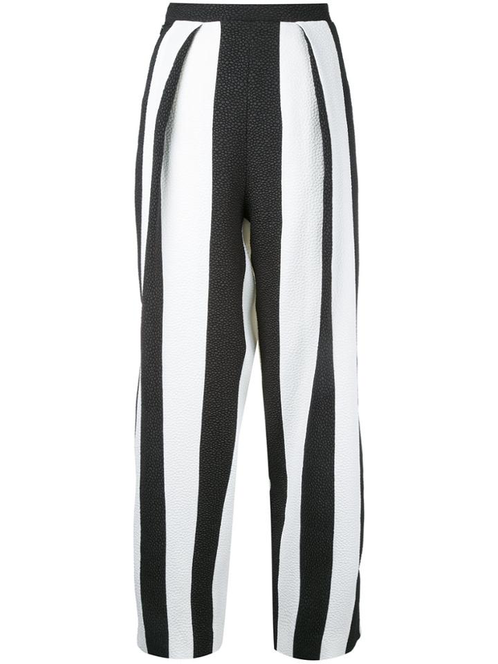 Edeline Lee Striped Cropped Trousers - Black