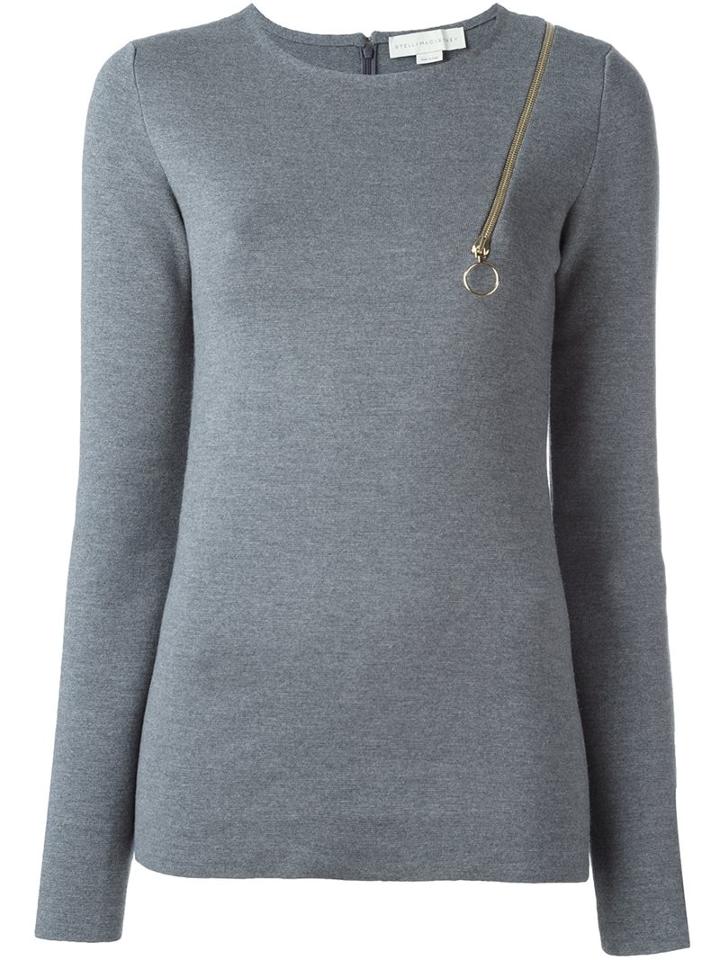 Stella Mccartney Zip Shoulder Detail Top, Women's, Size: 36, Grey, Polyamide/spandex/elastane/wool