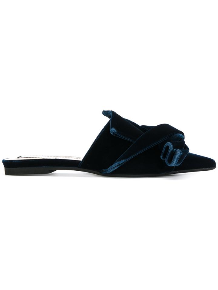 No21 Bow Front Slippers - Blue