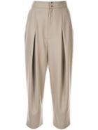 Y's Wide Leg Pleated Trousers - Neutrals