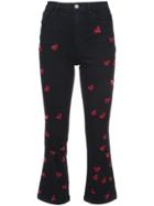Amen Beaded Hearts Cropped Jeans - Black