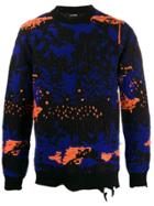 Les Hommes Distressed Embroidered Jumper - Black