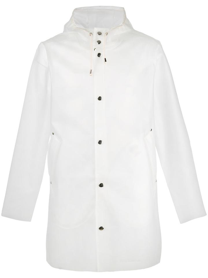 Stutterheim Button Front Raincoat, Men's, Size: Small, White, Polyurethane