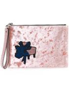 Msgm Floral Patch Clutch, Women's, Pink/purple
