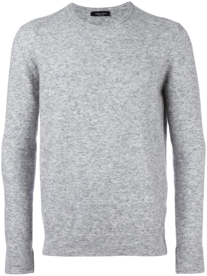Roberto Collina Classic Ribbed Collar Jumper, Men's, Size: 48, Grey, Polyamide/spandex/elastane/merino/alpaca