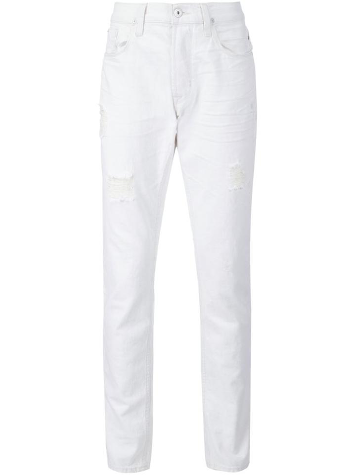 Hudson Distressed Slim Fit Jeans, Men's, Size: 29, White, Cotton/linen/flax