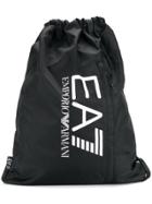 Ea7 Emporio Armani Drawstring Logo Backpack - Black
