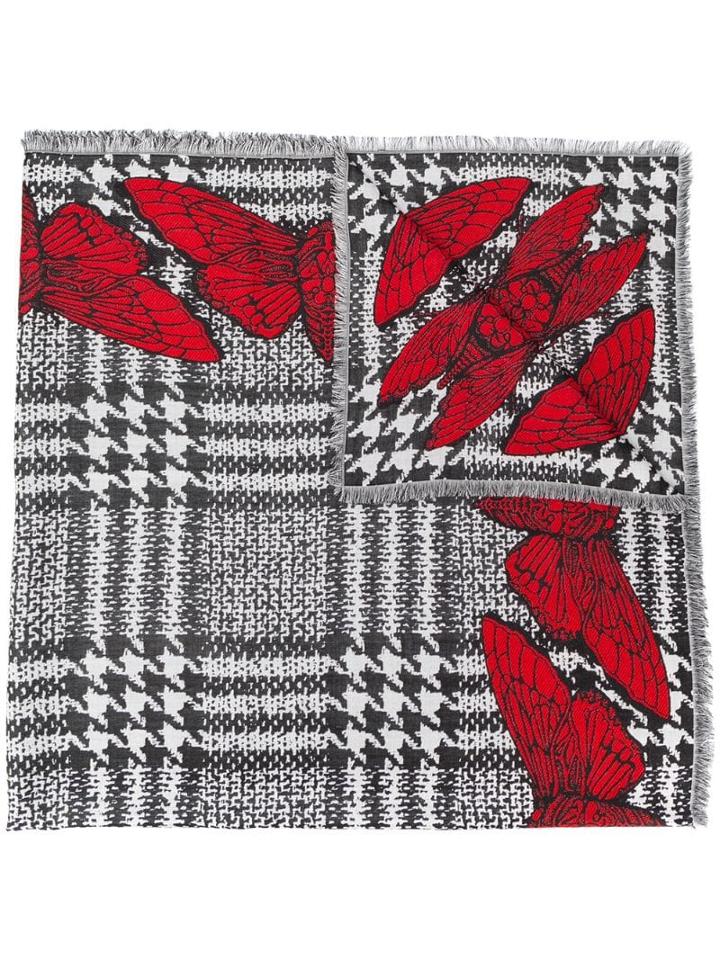 Alexander Mcqueen Butterfly Motif Scarf - Black